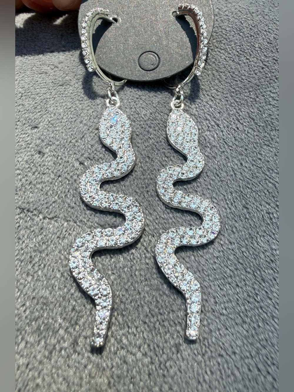 Sparkling Silver Snake Drop Earrings - Women Jewelry